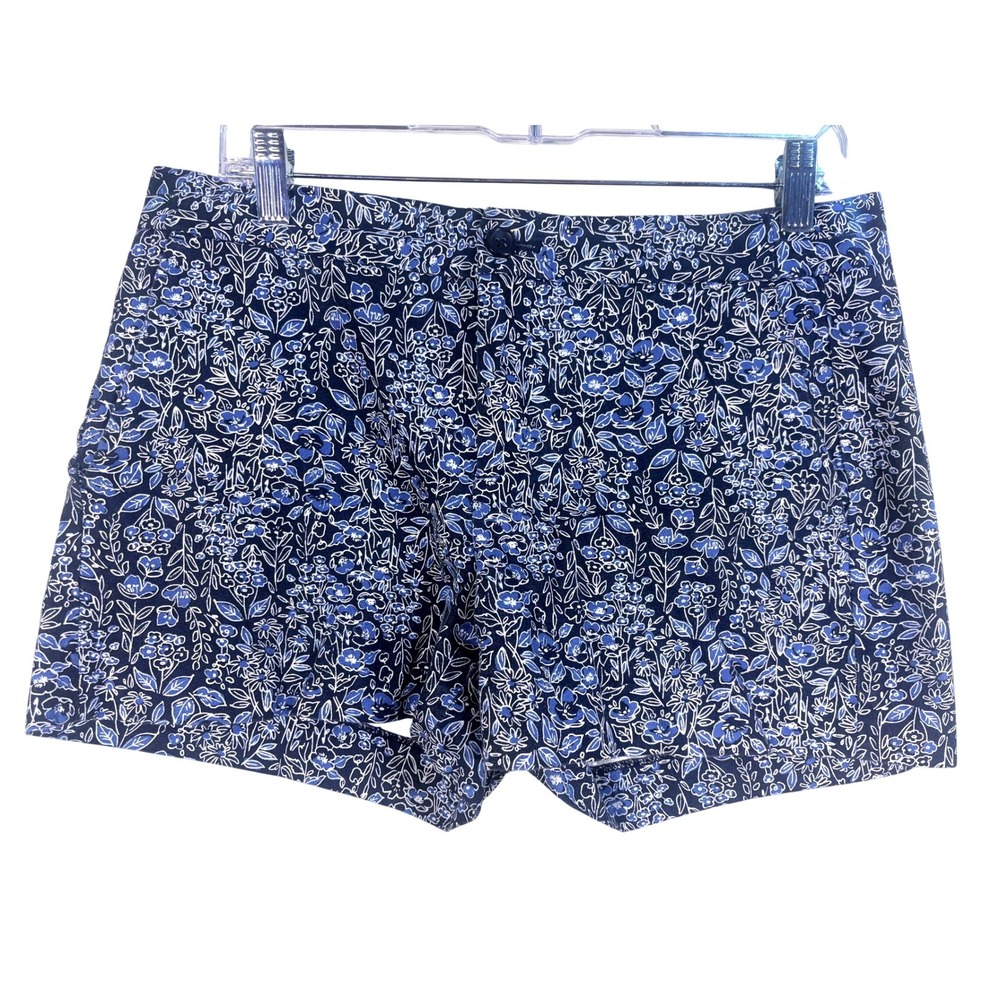 Banana Republic Shorts Womens 6 Blue Excellent Floral Hampton Fit Stretch Cotton